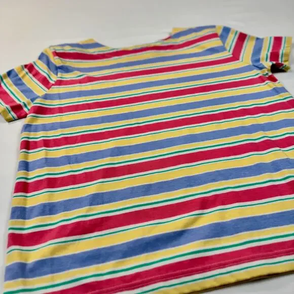 Jaclyn Smith Sport Multicolor Striped Tee Women’s Large 90s Skate Whimsy VTG - Picture 4 of 11